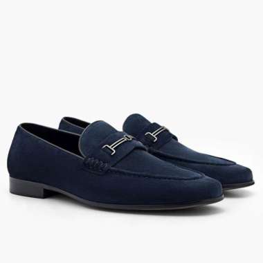 PM161 SEPATU FORMAL PRIA PEDRO ORIGINAL PANTOFEL SLIP ON LOAFER KULIT BIRU NAVY