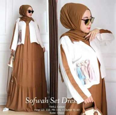 FBT Gamis Wanita Muslim SOFWAH SET DRESS KATUN RAYON INNER + OUTER Dress Kondangan Korean Style Baju