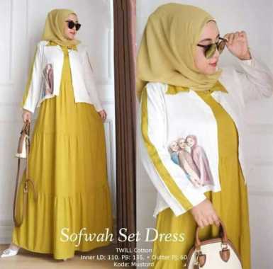 FBT Gamis Wanita Muslim SOFWAH SET DRESS KATUN RAYON INNER + OUTER Dress Kondangan Korean Style Baju
