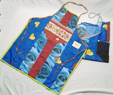 CELEMEK APRON SAMBUNGAN KAIN PERCA / SISA DEWASA DAPUR MASAK