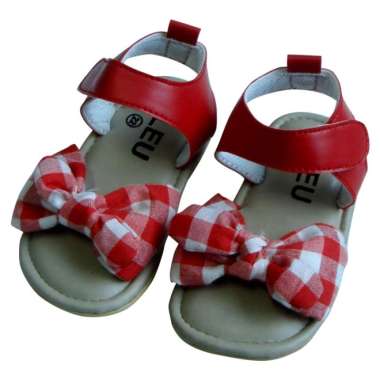 PLEU Sepatu Sandal Pita Kotak Sepatu Sandal Anak Perempuan 23 Merah