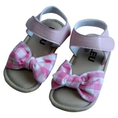 PLEU Sepatu Sandal Pita Kotak Sepatu Sandal Anak Perempuan 23 Pink