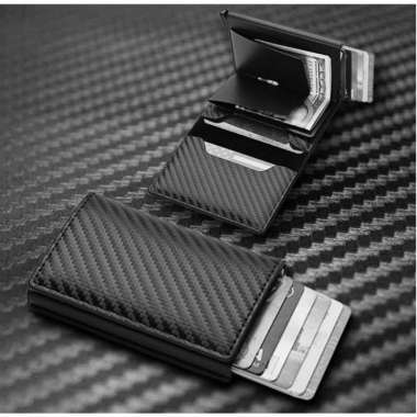 Dompet Kartu Dompet Kulit Pria Wanita Premium RFID Protector BOB Hitam