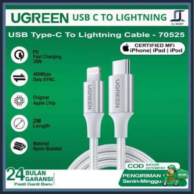 UGREEN Kabel Data Lightning Mfi For iPhone 11 12 13 14 Fast Charging 70525 2M