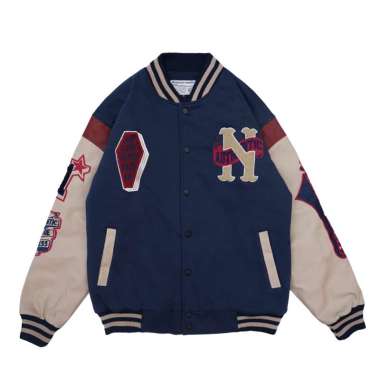 NVSR Varsity Oversize Jacket Vintage Kerah Navy Authentic Navy L