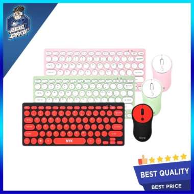 KEYBOARD MINI + MOUSE WIRELESS NYK K20 SUPREME PINK WHITE