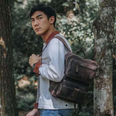 Ransel Pria Kulit Sapi Asli Tas Terbaru Branded Kekinian Osiris Backpack Coklat