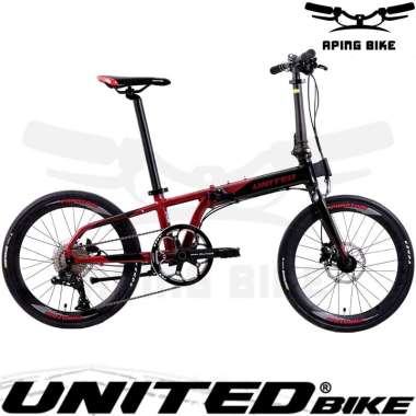 Sepeda United Phantom 3.0 20" Sepeda Lipat Dewasa Folding Bike 20 inch Black-Red
