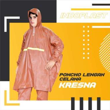 Setelan Jas Hujan Ponco Celana Lengan / Jas Hujan Pria COKLAT