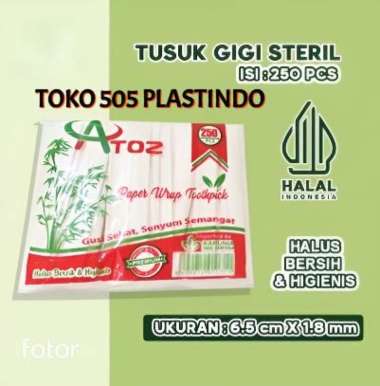 Tusuk gigi steril isi 250 pcs ATOZ tusuk gigi bungkus kertas tusuk gigi cover tusuk gigi cafe tusuk