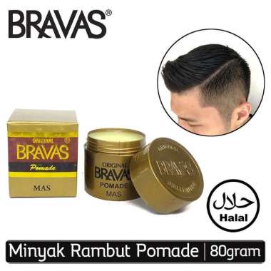 BRAVAS Minyak Rambut Pomade Brilliantene 100% Original Halal Emas