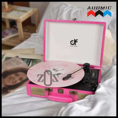 Turntable Player Pemutar Piringan Hitam Vinyl Phonograph Pink Fushia