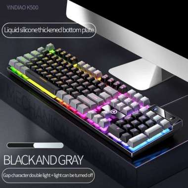 FYPE Gaming Keyboard RGB Cable Light K500 Mechanical Hand K500 Hitam Abu