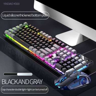 FYPE Gaming Keyboard RGB Cable Light K500 Mechanical Hand Hitam Abu Set K500