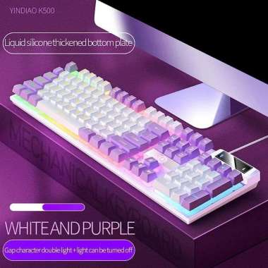 FYPE Gaming Keyboard RGB Cable Light K500 Mechanical Hand K500 Putih Ungu