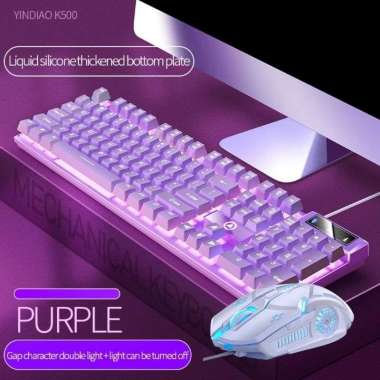 FYPE Gaming Keyboard RGB Cable Light K500 Mechanical Hand K500 Ungu Set