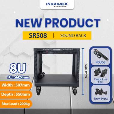 SR508 - 8U SOUND RACK DEPTH 550MM WIDTH 507MM - INDORACK