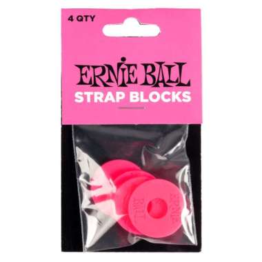 ERNIE BALL RUBBER STRAP BLOCKS 4 Packs | Pelindung Strap Gitar Bass Pink