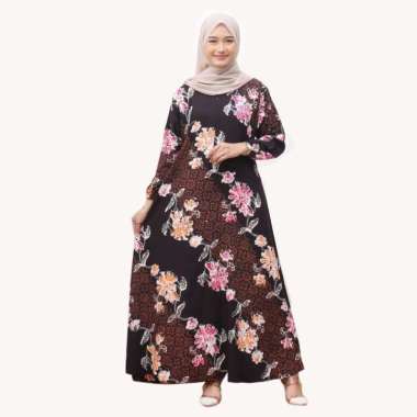 Gamis klok Batik Colet motif sogan terbaru Matt rayon super adem ld 110 -115 Gamis batik sogan L mer