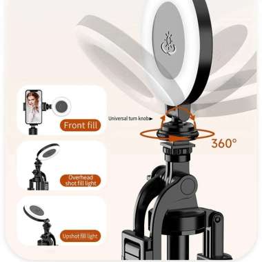 Selfie Ring Fill Light LED Lampu Flash 3 Mode Make Up Vlog 1/4 Screw Round Interface TD8001 Live Bro