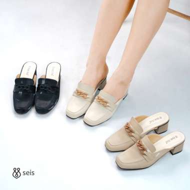 SEIS Stacy Sandal Mules Wanita Heels 5 cm 36 BLACK