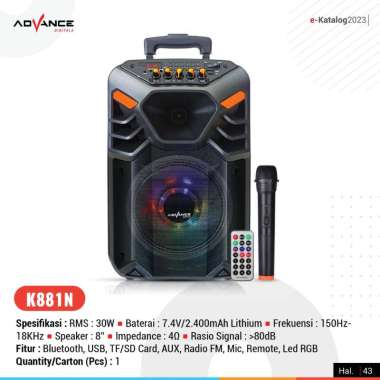 Advance Speaker Meeting Portable Bluetooth 8 inch K881N / K 881 N / K 881N / K881 Speaker 8 Inch / s