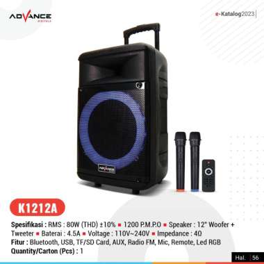 Advance Speaker Meeting POrtabel 12 Inci K1212 A / K1212A / K 1212 A Bluetooth free 2 MIC wireles su