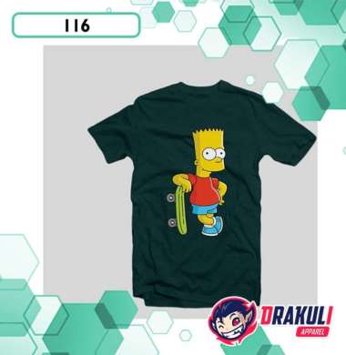 T Shirt 116 Bart Simpson Skateboard Hijau XXL