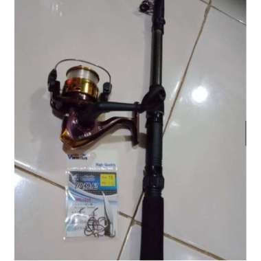 Paket Set Pancing Ekonomis Joran Telescopic + Reel Spool Besi 300 + Pancing