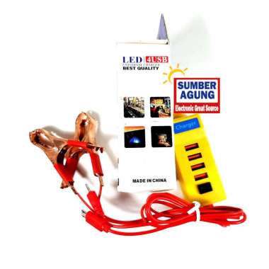 Galitong Cas HP DC 12V dari Aki ZXT1079 4 Slot USB Lampu LED Emergency Casan Charger Handphone