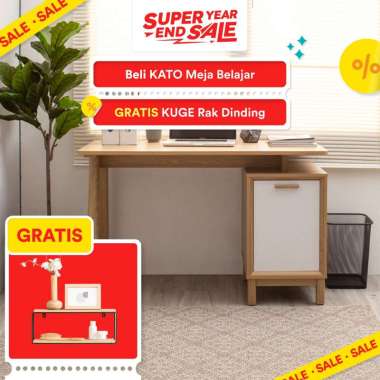Dekoruma Kato Meja Belajar Kayu FREE Kuge Rak Dinding Kayu 2 Tingkat