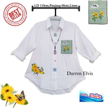 Kemeja Putih Wanita Bunga Matahari