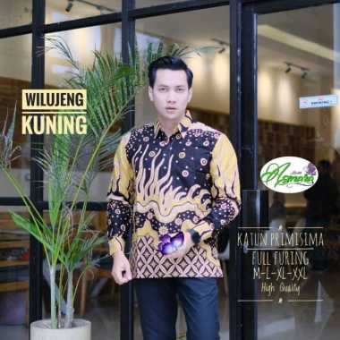 WILUJENG KUNING Kemeja Batik Pria Warna Dasar Hitam Bahan Katun Halus Berkualitas Kemeja Batik Lenga