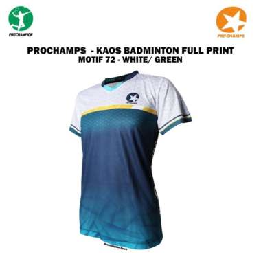 Kaos Jersey Badminton Prochamp No 72 White Green L