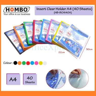 Insert Clear Holder A4 10,20,40 Lembar / Map Plastik Pocket / Dokumen Keeper / Plastik Folder 40 Lem