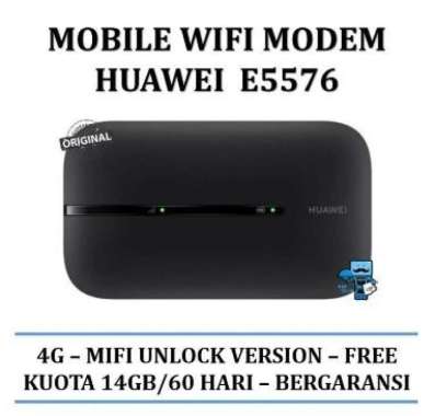 Mobile Wifi Modem HUAWEI E5576 4G - Free Kuota Telkomsel 14GB