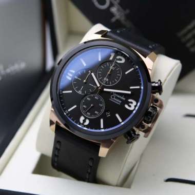 JAM TANGAN PRIA ALEXANDRE CHRISTIE AC 6280 / AC6280 ROSEGOLD BLACK LEATHER BLACK ORIGINAL