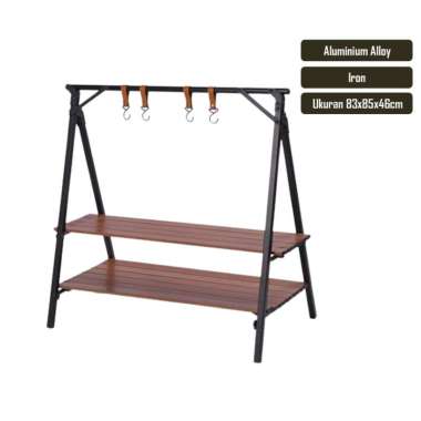 Rak Aluminium Alloy Double Layer Rak Penyimpanan Camping Outdoor