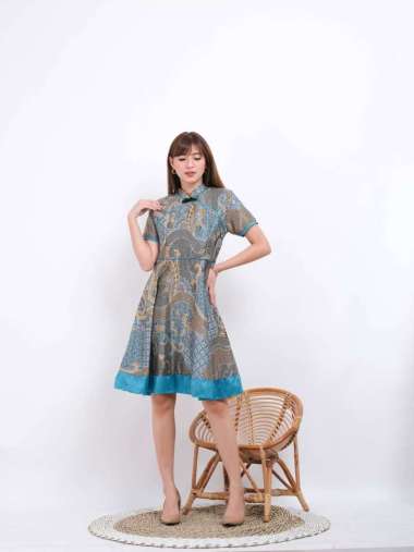EF900 DRESS CHEONGSAM WANITA//DRESS SATIN HIGH QUALITY/QIPAO/ SANGJIT SERAGAM SBN_GREEN