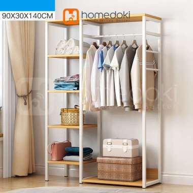 Homedoki Rak Baju Gantung / Stand Hanger / Rak Baju / Rak Pakaian / Rak Gantung Baju Kayu TYPE2-90*3