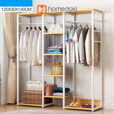 Homedoki Rak Baju Gantung / Stand Hanger / Rak Baju / Rak Pakaian / Rak Gantung Baju Kayu TYPE3-120*