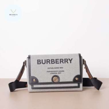 BURBERRY Note Horseferry Print Canvas Shoulder Bag - 100% Authentic