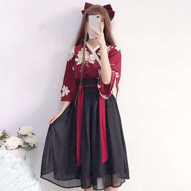 Verish CC-128 hanfu unisex wanita baju tradisional cina han yukata kimono zaman edo cosplay kostum