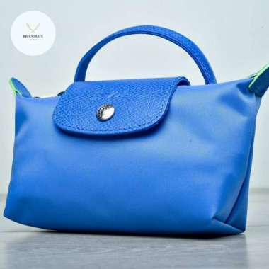 Longchamp Le Pliage Original Pouch With Top Handle - 100% Authentic Blue/Green Line