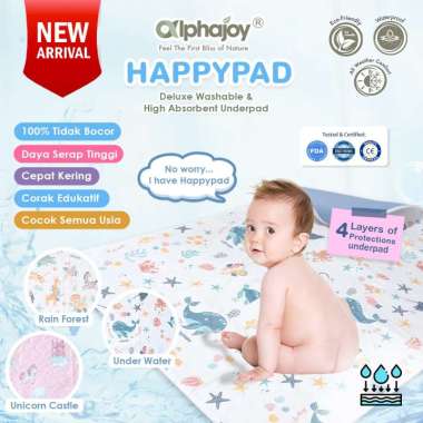 Alphajoy HAPPYPAD Deluxe Washable High Absorbent Underpad Perlak Kain Waterproof incontinence Matras