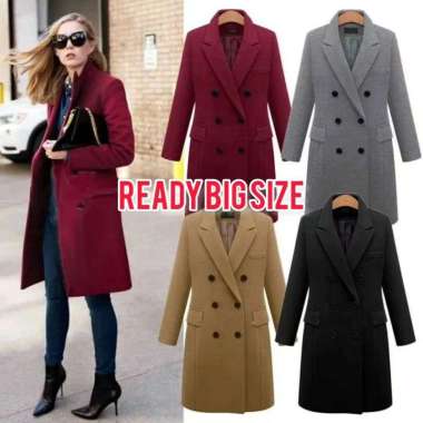 VERISH Angel Blazer Coat Panjang Wool Winter Big Size Jumbo XL XXL XXXL XXL Hitam