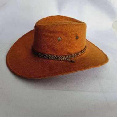 VERISH Topi Koboi tambang/Topi Fedora suede Mustard