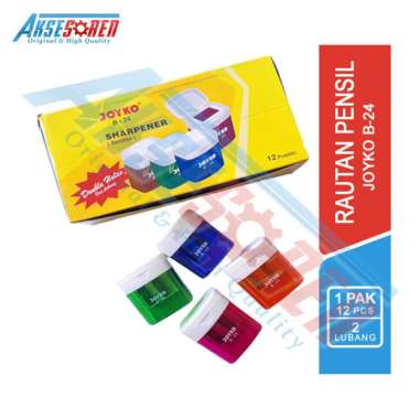 Aksesoren Serutan Pensil Joyko [1 Pack/12 Pcs] / Rautan 2 Lubang / Penyerut Pinsil 1 Pak / Kerokan P