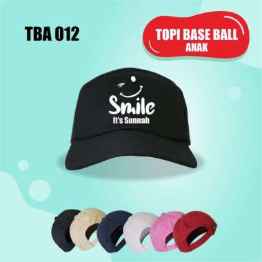 VERISH Topi Baseball Anak Cap Pria Wanita Smile Its Sunnah Putih