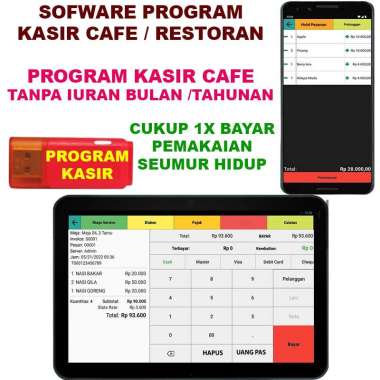 sofware program Aplikasi Kasir Android untuk Usaha restoran, cafe dll Untuk HP dan Tablet sofware fi